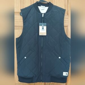 The North Face Navy And White Fleece Lined Quilted Vest Men's Size Small NWT